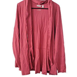 Logo Lori Goldstein XL The Cardi Cardigan Pink Open Drap Front Slouchy Pockets